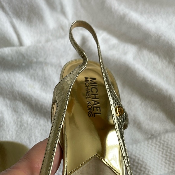 Michael Kors Light Gold Peep Toe Heels - Picture 7 of 10